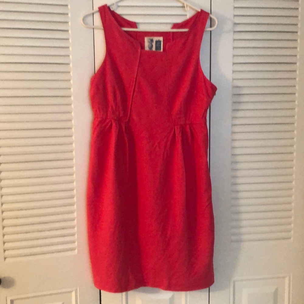 Anthropologie pink linen dress